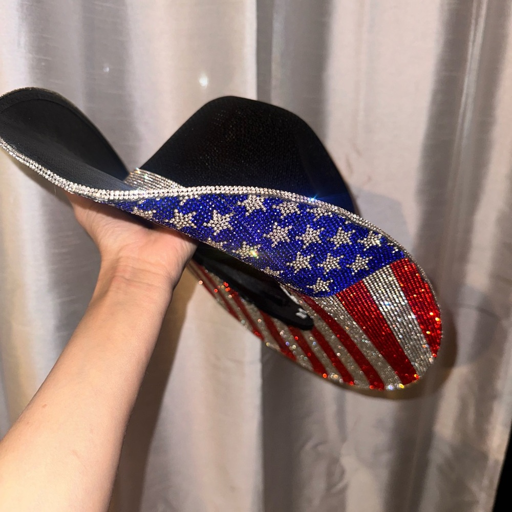 American flag USA Rhinestone cowboy hat